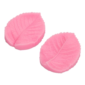 Pink leaf silicone fondant mold with detailed leaf veins for cake baking and sugarcraft