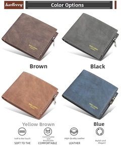 Herren-Brieftaschen aus Leder in Braun und Schwarz mit Reißverschluss und Ziernaht-Details
