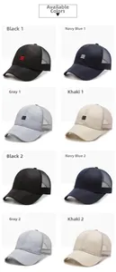 Selection of breathable mesh baseball caps in multiple colors and minimalist designs