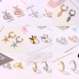 Various vintage leaf and animal ear cuff designs in gold, silver, and rose gold plating