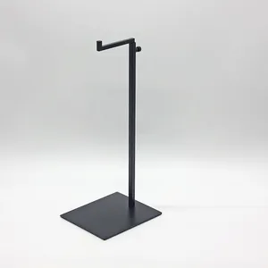Minimalist matte black metal handbag display stand with adjustable L-shaped hanging hook