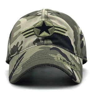 Casquette de baseball camouflage militaire avec broderie étoile et visière incurvée