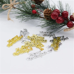 Golden and silver Merry Christmas letter plaques for festive tree and home decoration