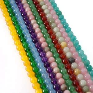 Cuentas redondas de calcedonia natural en colores variados para creación de bisutería