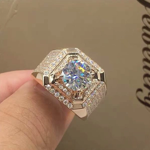 Luxury Iced Out Ring Square Octagonal Micro Pave Zircon Hip Hop Punk Jewelry For Men Unisex