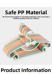 Detail of safe PP material children's hangers in pastel colors with bow decoration