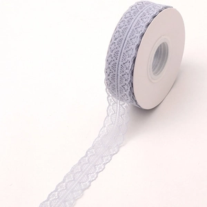 Light blue floral lace ribbon roll for bouquet wrapping and DIY crafts decoration