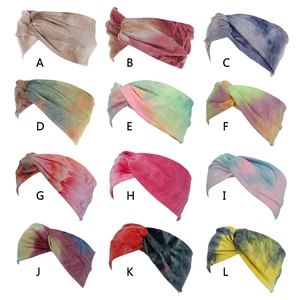 Bohemian tie-dye elastic headbands in 12 assorted patterns for yoga and sports