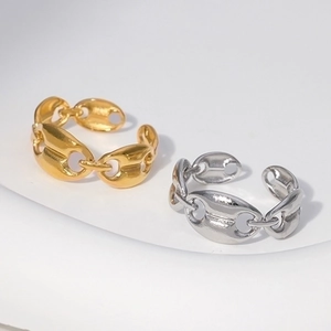Minimalist 18K gold and silver plated stainless steel pig nose chain rings for women and men