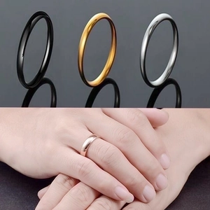 Detail showing 4mm polished stainless steel rings in black, gold, silver and rose gold