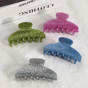 Glitter Acrylic Hair Claw Clip Shark Hair Clamp For Women Girls Thick Thin Hair Strong Hold Fashionable Hair Accessories