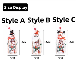 Detailed size specifications for 12x5cm laser-cut wooden Santa and Snowman ornaments