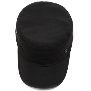 Classic black military patrol cap for men, outdoor hiking hat with a short brim