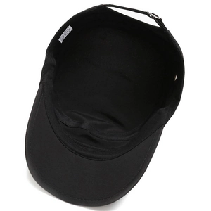 Adjustable black polyester flat top army cap for outdoor fishing and sun protection