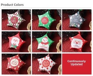 Star-shaped Christmas gift boxes featuring classic holiday patterns and festive colors
