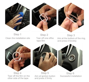 Step-by-step installation guide for crystal car engine start stop button decorative ring