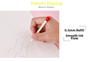 Detail of 0.5mm creative match-shaped ballpoint pen writing smoothly on paper