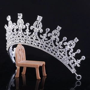 Elegant silver bridal tiara with sparkling crystal rhinestones in a vintage floral design