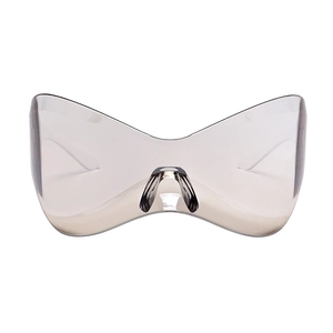 Oversized punk Y2K shield sunglasses with butterfly wrap frame and smoke grey lenses