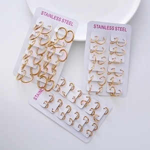 Hoop Earrings 18K Gold Plated Stainless Steel Minimalist Geometric Polished Plain Jewelry Women Men Unisex Simple Style