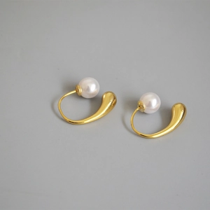 Brass Gold Plated Water Drop Faux Artificial Pearl Earrings Minimalist French Elegant Detachable Hook Jewelry For Women