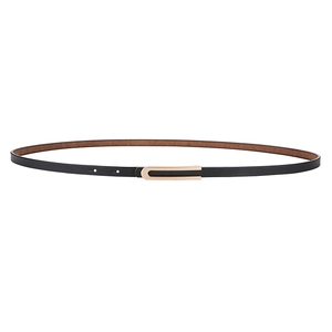 Ceinture fine en cuir noir pour femme avec boucle dorée en U pour robes et costumes