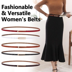 Ceinture Fine En Cuir De Vachette Pour Femmes Avec Boucle En Alliage Doré En U Accessoire Polyvalent Minimaliste Pour Robes