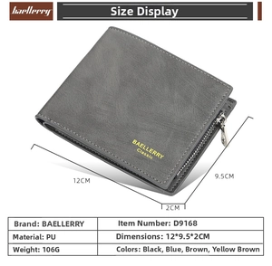 Detailansicht der Herrenbrieftasche mit Maßen 12x9,5x2cm und L-förmigem Reißverschluss