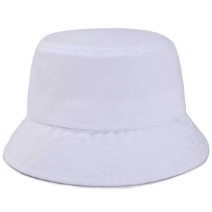 Classic white cotton bucket hat with multi-row stitching on brim for outdoor sun protection