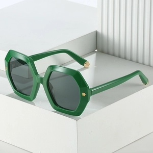 Fashion Hexagon Sunglasses PC Geometric Retro UV400 Protection For Travel Driving Party Unisex Rivet Decoration