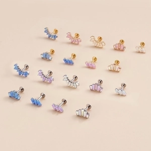 G23 titanium cartilage studs with colorful opal crowns in gold and silver finishes