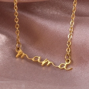 Mama Necklace Stainless Steel Script Letter Pendant Mother's Day Gift Simple Fashion Women Jewelry