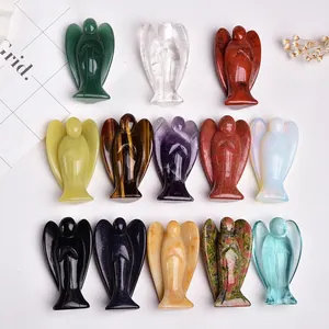 Set of 13 natural crystal angel figurines in various gemstones for home decor