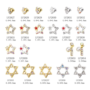 Zinc Alloy Nail Art Charms Rhinestone Faux Artificial Pearl Heart Star Shell Shapes Manicure DIY Christmas Party Decoration
