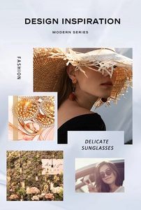 Collage of retro oversized sunglasses and gold accessories for outdoor travel fashion