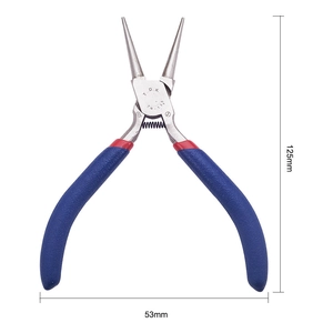 Detailed view of 125mm blue round nose pliers for handmade jewelry DIY crafting