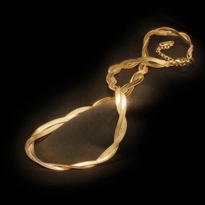 Minimalist double layer gold plated herringbone snake chain necklace for women