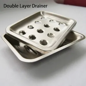 Double-layer stainless steel soap dish with drainage holes for bathroom and hotel use