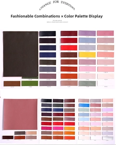 Detailed color chart for women's long wallets showing leather swatches in various shades