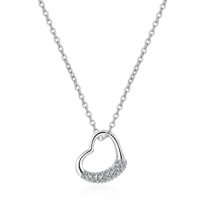 Heart Pendant Necklace Copper With Cubic Zirconia Shiny Simple Dainty Fashion Jewelry For Women Elegant Accessory
