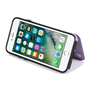 Purple leather flip case for iPhone featuring a mandala pattern and magnetic kickstand