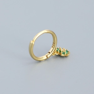 Elegant 925 sterling silver flower earrings with green zircon gems in gold finish
