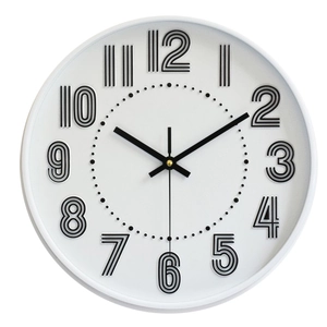 Minimalist 12 inch silent round wall clock with modern black three-line numerals