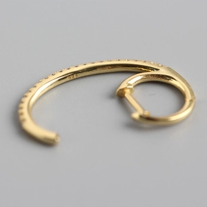 Chic 18K gold plated S925 sterling silver hoop earring with sparkling pavé crystals