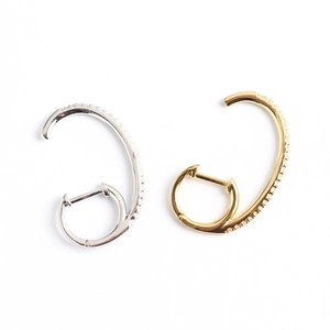 Elegant gold and silver S925 sterling silver hoop earrings with cubic zirconia stones