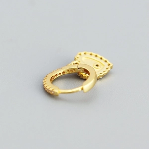 Elegant gold S925 sterling silver heart earrings with sparkling diamond studs for women