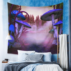 Bohemian fantasy mushroom forest tapestry wall hanging for bedroom home decor