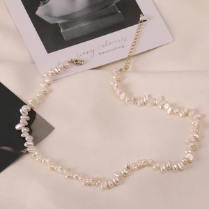 Natural Baroque Pearl Necklace And Bracelet Titanium Steel Gold Plated Retro Elegant Jewelry For Women
