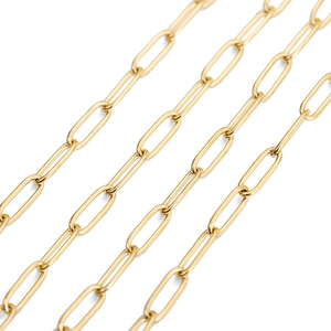 7mm wide gold stainless steel paperclip link chain jewelry accessory for DIY necklace
