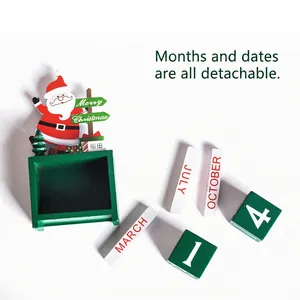 Handcrafted wooden Christmas countdown advent calendar with Santa Claus and detachable blocks